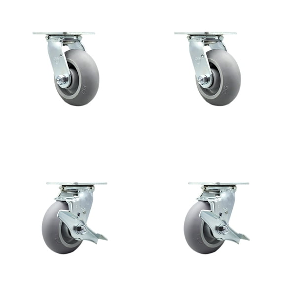 Tool Box Caster Wheel Set – 5 Inch Thermoplastic Rubber Swivel Casters – SCC