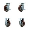 thumbnail image 1 of Tool Box Caster Wheel Set – 6 Inch Maroon Polyurethane Swivel Casters – SCC, 1 of 2
