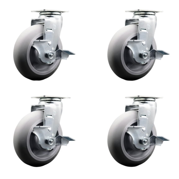 Tool Box Caster Wheel Set 6 Inch Thermoplastic Rubber Swivel Casters SCC