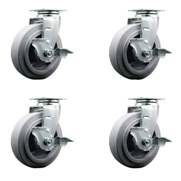 Tool Box Caster Wheel Set  6 Inch Thermoplastic Rubber Swivel Casters  SCC
