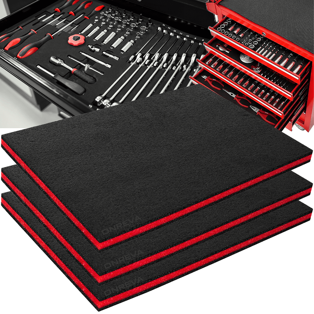 Tool Box Foam 3Pack 18x12x1 inch, Foam Inserts for Cases, Polyethylene Tool Foam Sheets, Drawer Liner Foam, Toolbox Kaizen Organizer and Storage Tool Shadow