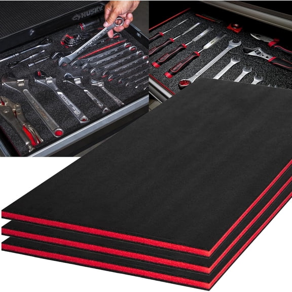Tool Box Foam 3Pack 45x22x1 inch, Foam Inserts for Cases, Polyethylene Tool Foam Sheets, Drawer Liner Foam, Toolbox Kaizen Organizer and Storage Tool Shadow