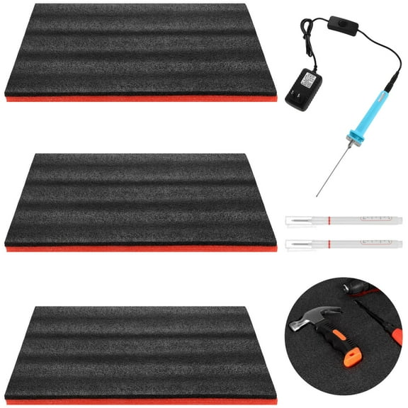 Tool Box Foam Sets,Including 3 Tool Box Liners,1 Foam Cutter, and 2 Marker Pens,Adjustable Tool Foam Organizers,Non-Slip EPE Toolbox Liner Mats for Storage
