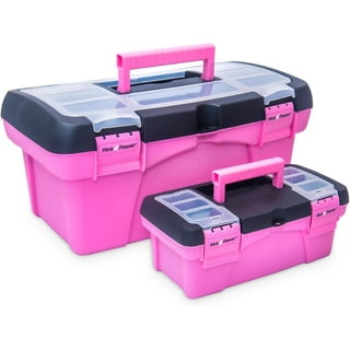 Stalwart Portable Tool Box with Drawers - Small Hardware Organizer (Pink) 