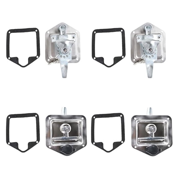 Tool Box Locks 4-Pack - Stainless Steel T-Handle Lock for Trailer, Truck, and Car Doors - w/ Keys - 2-7/8in x 3-3/4in Cutout