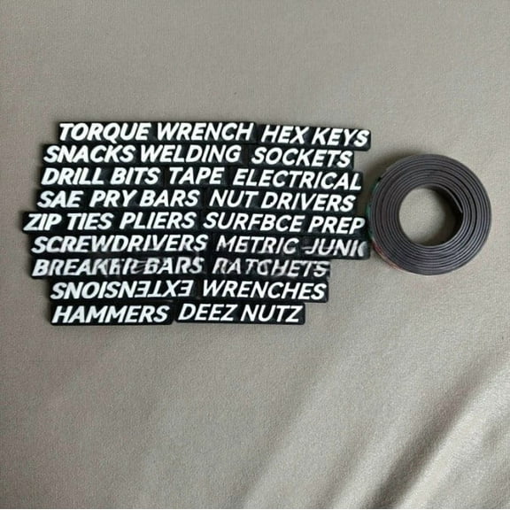 Tool Box Magnetic Labels for Metal Tool Boxes - Durable, Beginner Friendly, Magnetic Tape Included