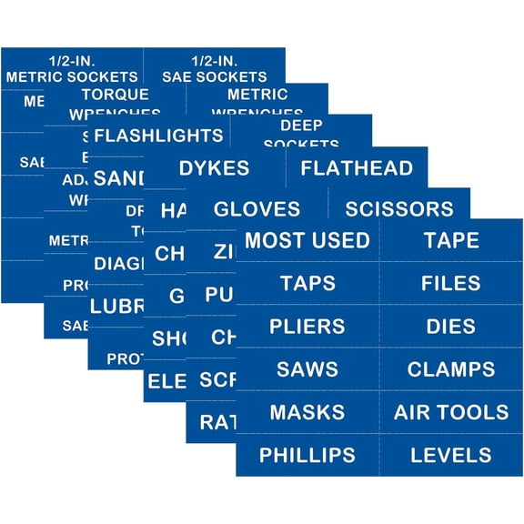 Tool Box Organization Labels,Tool Chest Organizer Labels with ,Easy to Read Printing - Fits Brands of Tool Box Drawers,Blue-(72 Pcs, 4 x 1.18 )
