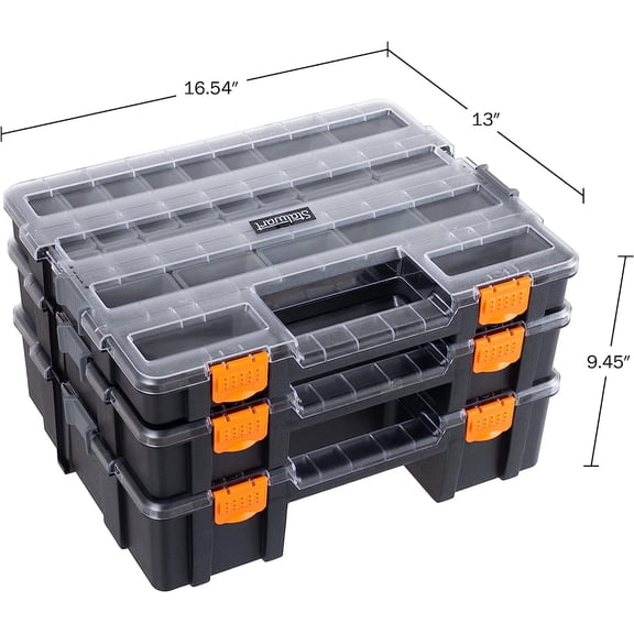 Tool Box Organizer - 3-in-1 Portable Parts Organizer with 52 Customizable Compartments to Store Hardware, Craft Supplies, or Beads by (Gray)