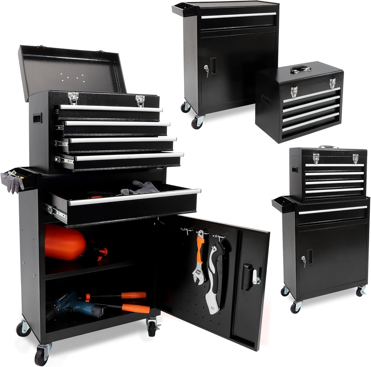 Tool Box Organizer, 5-Drawer Garage Storage Cabinets Lockable Wheels ...