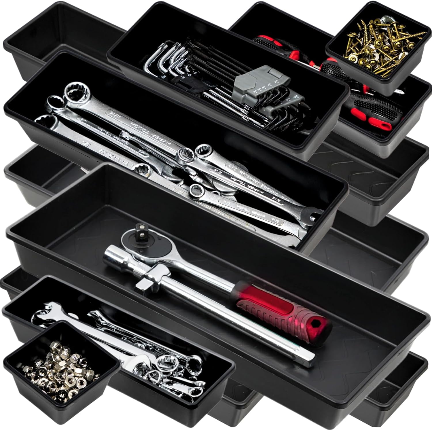 ONREVA Tool Box Organizer Tray Divider Set, Extra Large Toolbox Trays ...