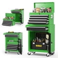 thumbnail image 1 of Tool Box, Seizeen Rolling Tool Chest, Stainless Steel Tool Box with Brake Wheels and 4 Drawers, Detachable Tool Cart, Green, 1 of 9