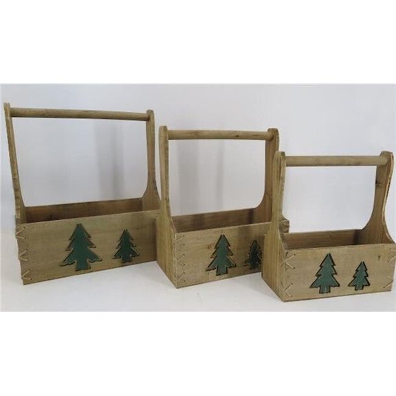 Tool Box Shape with Green Christmas Trees Crates, Set of 3