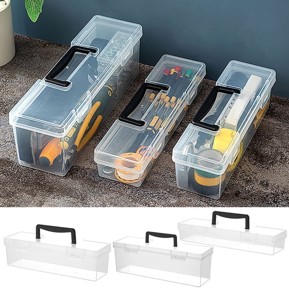 Tool Box Storage Case, Transparent Portable Screw Accessories Organizer with Snap Lid, Water-resistant Plastic for Home, Travel, and Crafts, Topliu