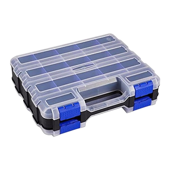 Tool Box with Clear Lid Double Side 34-Compartments Organizers Box with Removable Dividers for Hardware, Screws