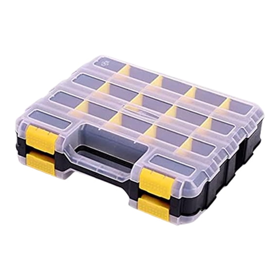Tool Box with Clear Lid Double Side 34-Compartments Organizers Box with Removable Dividers for Hardware, Screws
