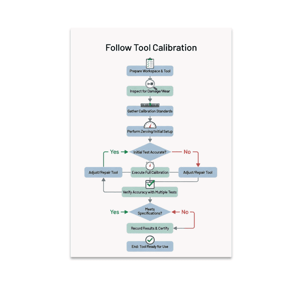 Tool Calibration Flowchart Poster - Industrial Workers - 13x19 Poster Print