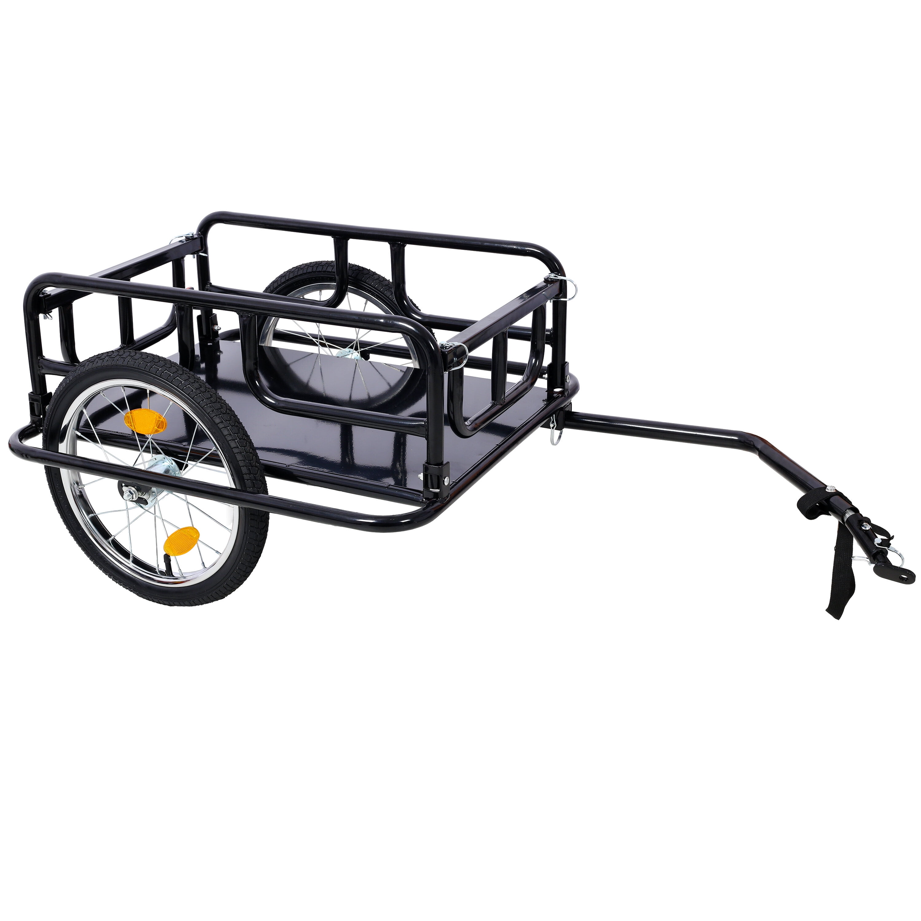 Tool Cart, Foldable Bike Cargo Trailer with Universal Bike Hitch, Bicycle Wagon Trailer with 16" Wheels & Reflectors, Large Loading Bike Trailer Storage Cart, Black Tool Storage Cart