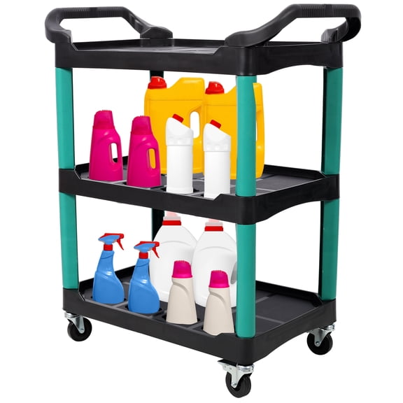 Tool Carts 3 Tier Rolling Auto Detail Cart With Wheels,Car Wash Organizer for Detailers Garage, Workshop, Repair Shop, Storage Tool, Green&Black,Utility Tool Carts