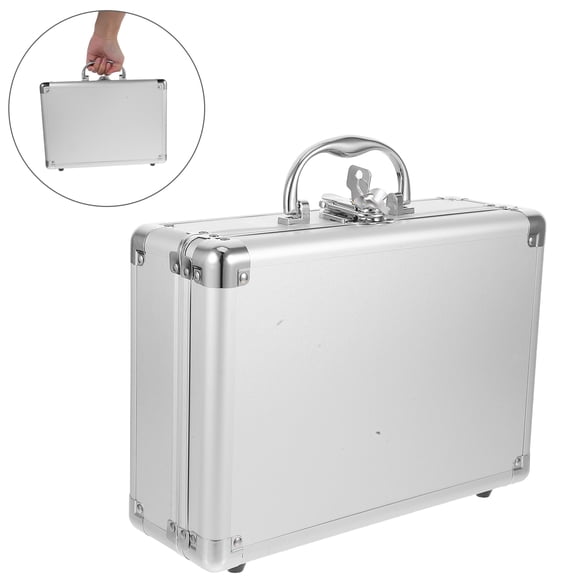 FRCOLOR Metal Case Aluminum Briefcase Strong Hard Storage Box with Convenient Handle for Professionals