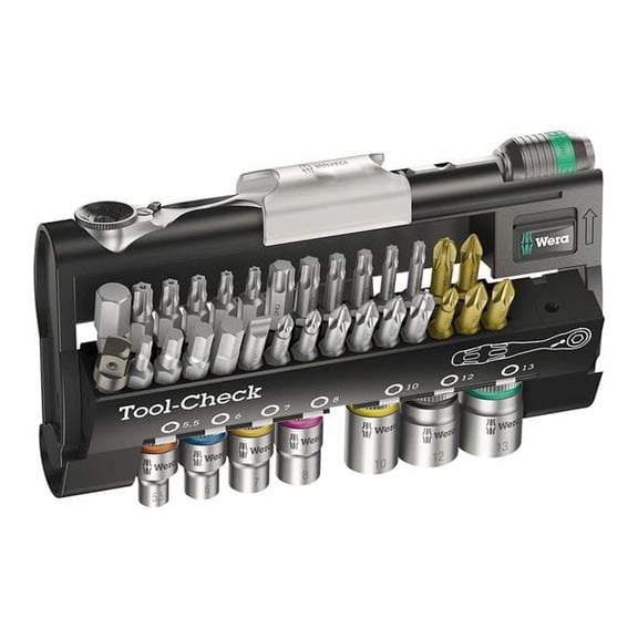 Tool Check Mini Bit Ratchet, Socket & Bit Set, 38 Piece