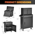 Tool Chest, 5 Drawer Rolling Tool Storage With Detachable Top