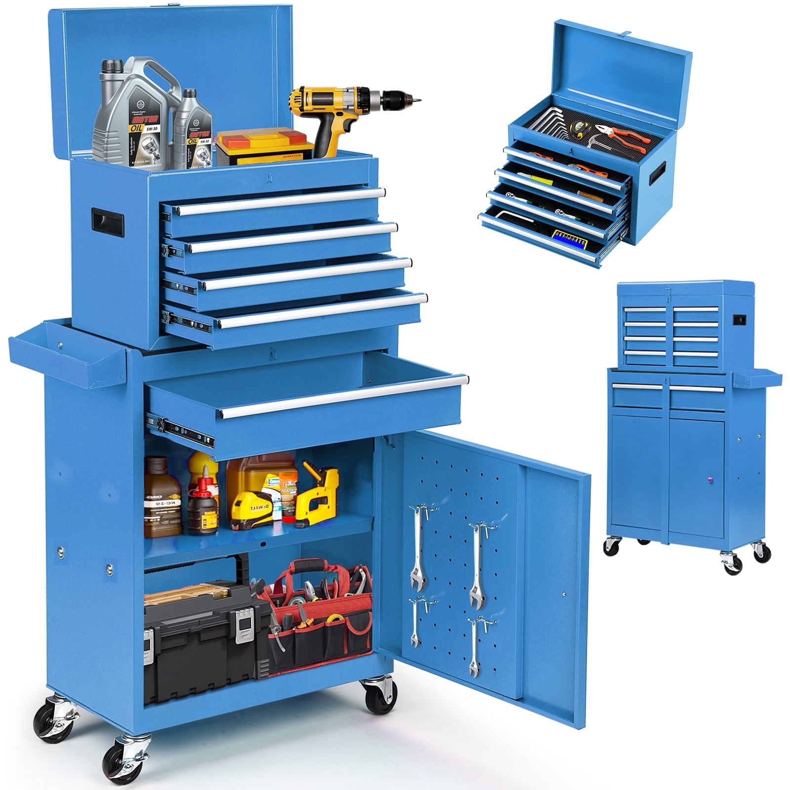5-Drawer Rolling Tool Chest with Detachable Box | 154-Piece Tool Set Included