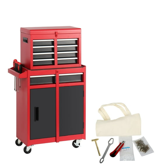 Tool Chest, 5-Drawer Rolling Tool Storage Cabinet with Detachable Top Tool Box , Liner, Universal Lockable Wheels, Adjustable Shelf, Locking Mechanism, Metal Tool Cart ,154pcs tools