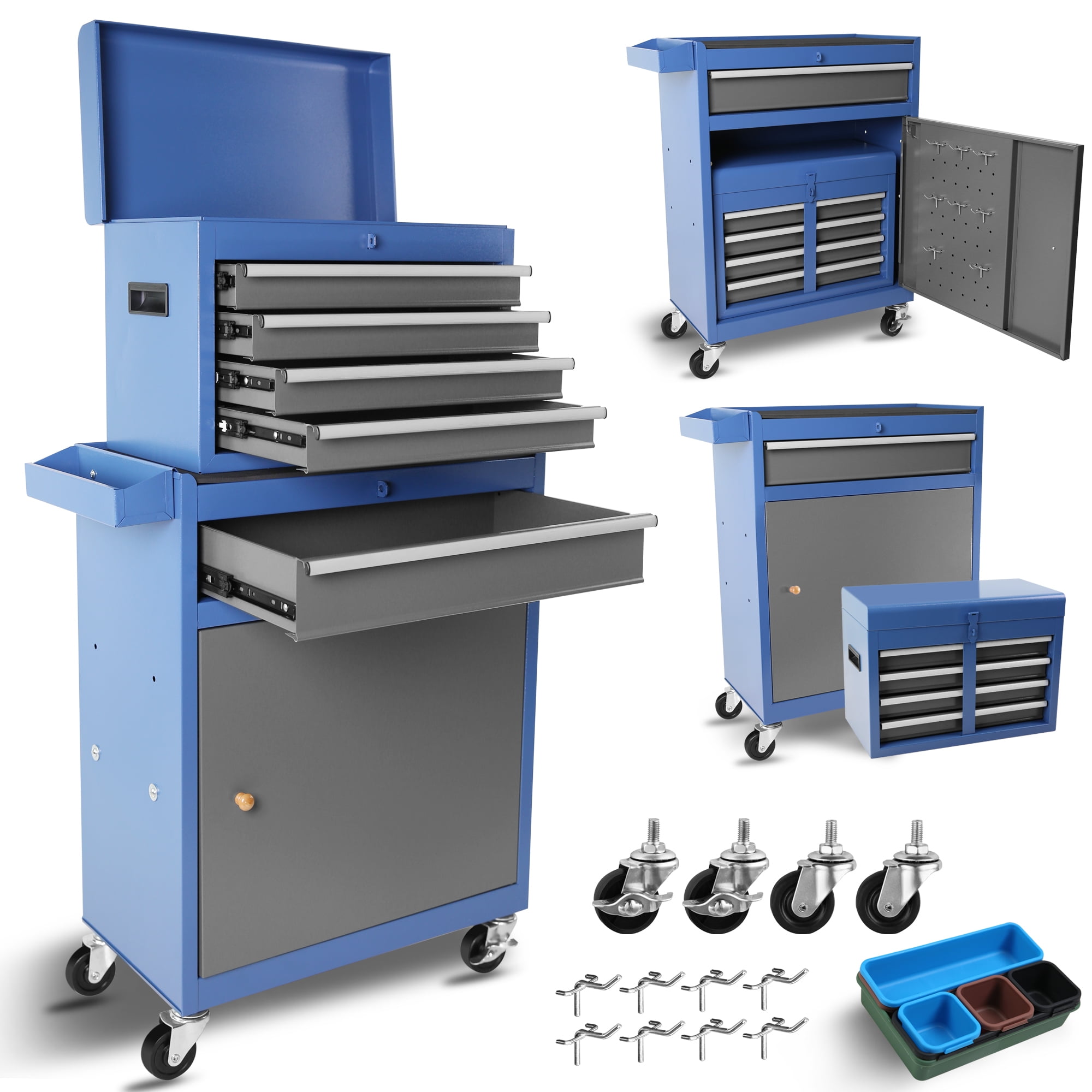 Tool Chest, 5-Drawer Rolling Tool Storage Cabinet with Detachable Top Tool Box