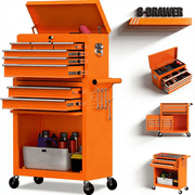 8-Drawer Tool Box on wheels, 2-IN-1 Rolling Tool Chest & Cabinet Large Capacity with , Lockable Tool Organizer for Garage Workshop Warehouse, Hidden Double Tool Box