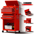 thumbnail image 1 of Seizeen Tool Chest, 2-IN-1 Rolling Tool Chest & Cabinet Double Door, Lockable Tool Box Organizer On Wheels with 8 Sliding Drawers, Hidden Double Tool Box, Red, 1 of 9