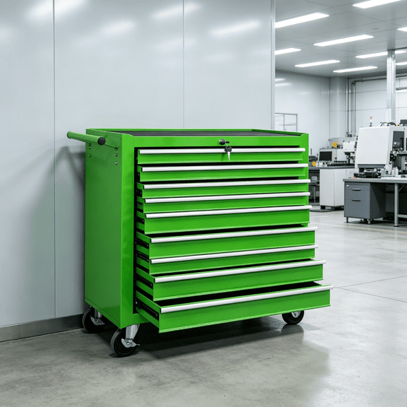 Tool Chest, Rolling Tool Chest with Wheels, 7 Drawer Steel Tool Storage Cabinet with Locking System, Drawer Liners, Portable Tool Box Organizer for Garage Workshop Repair Shop, Green
