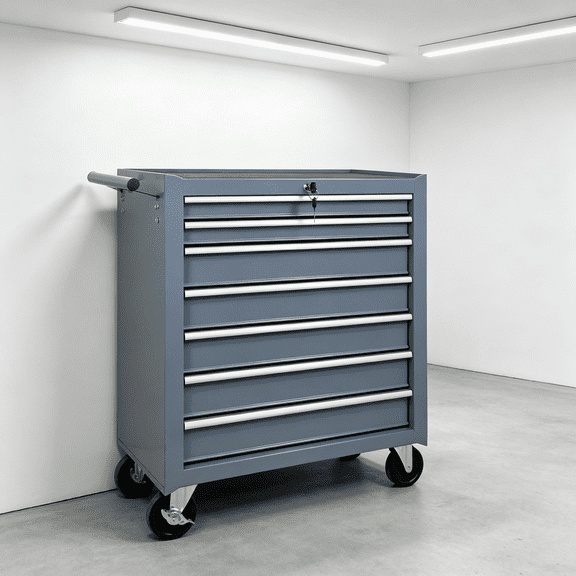 Tool Chest, Rolling Tool Chest with Wheels, 7 Drawer Steel Tool Storage Cabinet with Locking System, Drawer Liners, Portable Tool Box Organizer for Garage Workshop Repair Shop, Grey