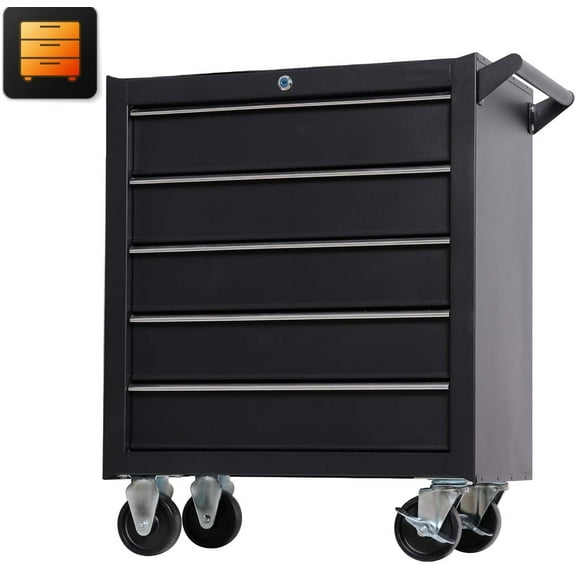Tool Chest on Wheels, 5-Drawer Rolling Tool Box with Workbench Top, Multifunctional Tool Storage Organizer for Garage, Warehouse, Workshop