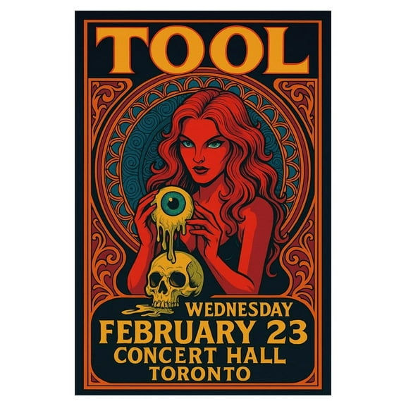 Tool Concert Poster, Wednesday, February 23rd, 1994, Concert Hall, Toronto, Canada, Art Print