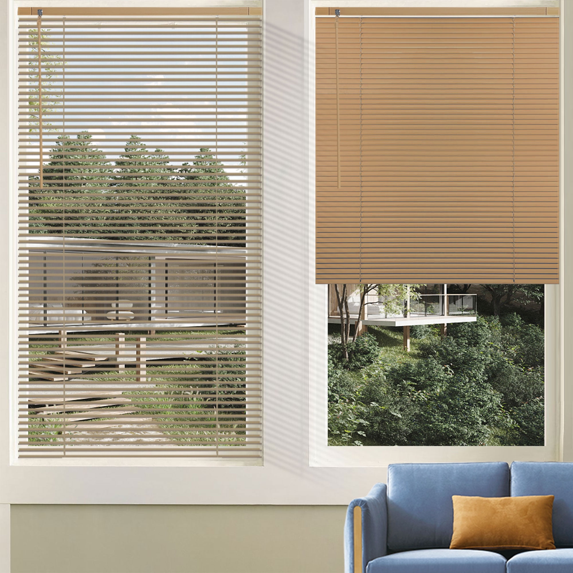 No Tool Cordless Horizontal Window Blinds - Easy Install, Waterproof & Kitchen-Friendly, Perfect for Bathroom, Rental, Nursery & Office-Champagne-20 1/2"W x 60"L-Custom Size