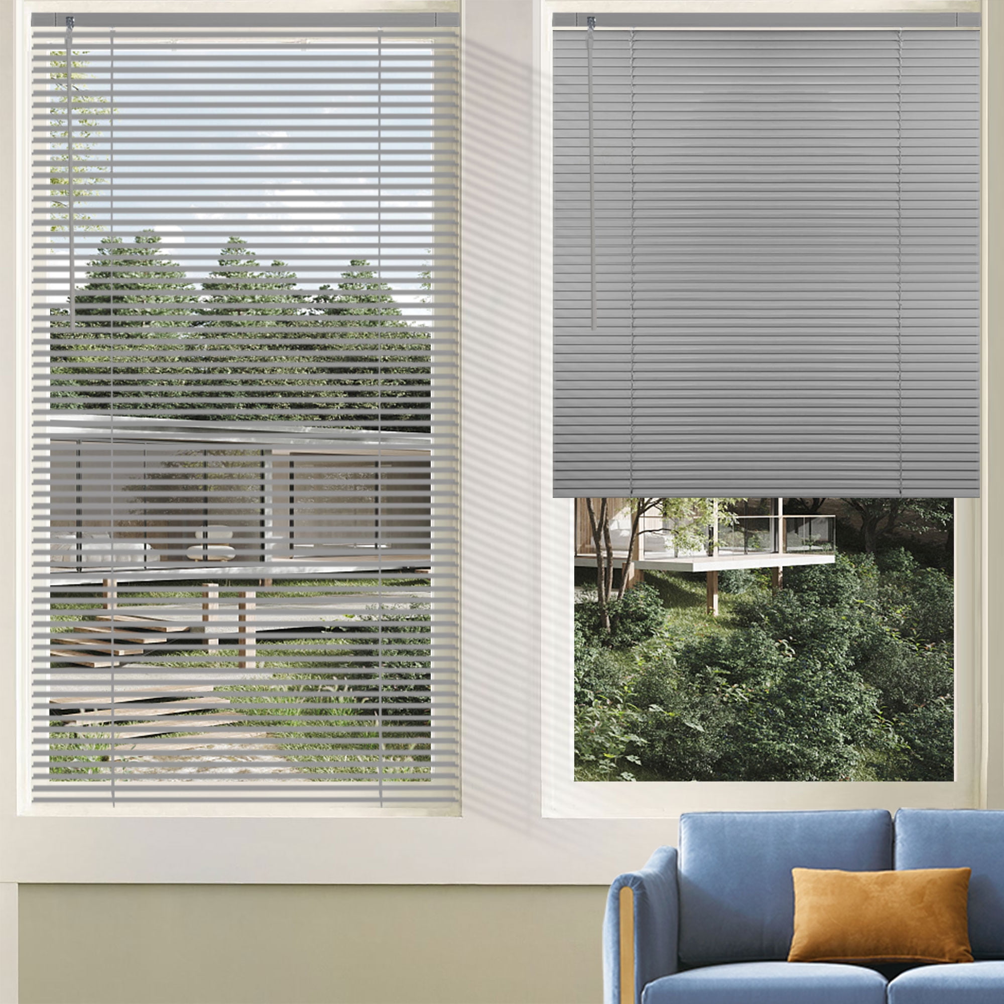 No Tool Cordless Horizontal Window Blinds - Easy Install, Waterproof & Kitchen-Friendly, Perfect for Bathroom, Rental, Nursery & Office-Grey-19"W x 60"L-Custom Size