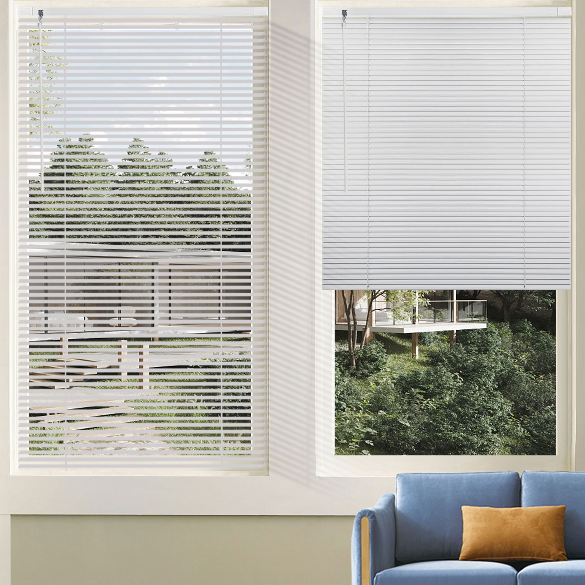 No Tool Cordless Horizontal Window Blinds - Easy Install, Waterproof & Kitchen-Friendly, Perfect for Bathroom, Rental, Nursery & Office-White-18"W x 60"L-Custom Size