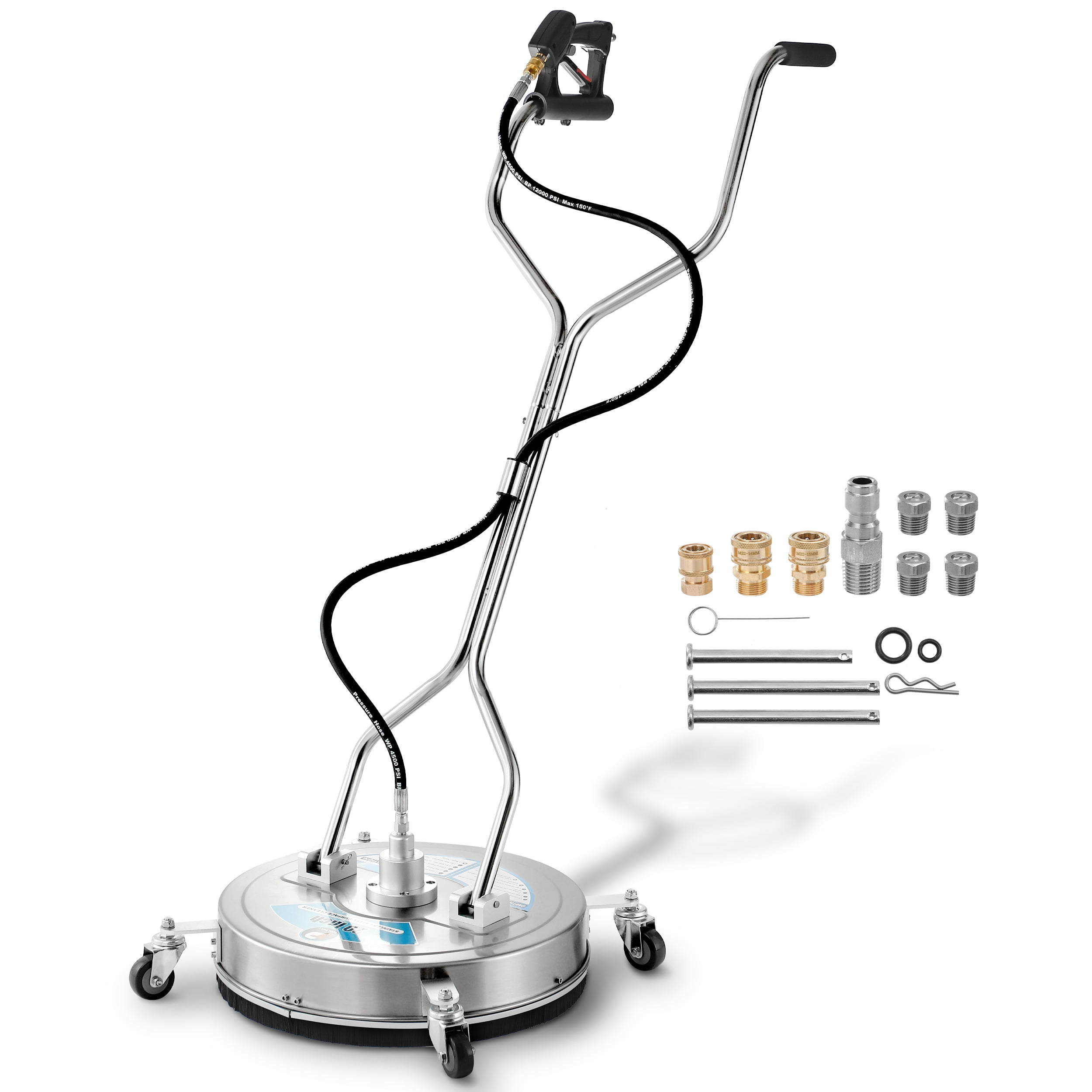 24" Stainless Steel Pressure Washer Surface Cleaner with Dual Handles and Wheels