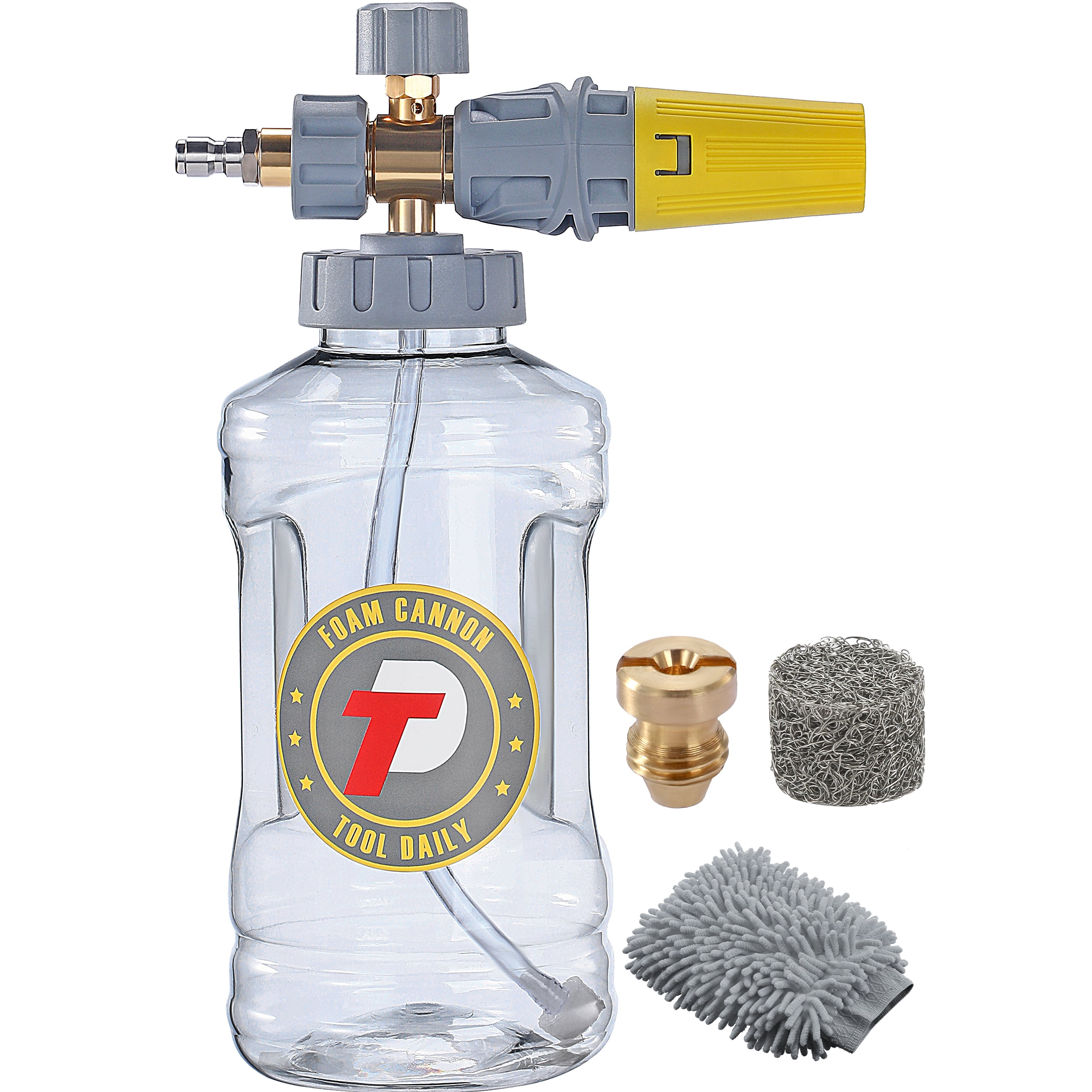 Tool Daily Foam Cannon, Adjustable Foam Blaster, Snow Foam Lance with M22 and 1/4 Inch Quick Connect, Additional Orifice Nozzle 1.1mm, 1.5 Liter