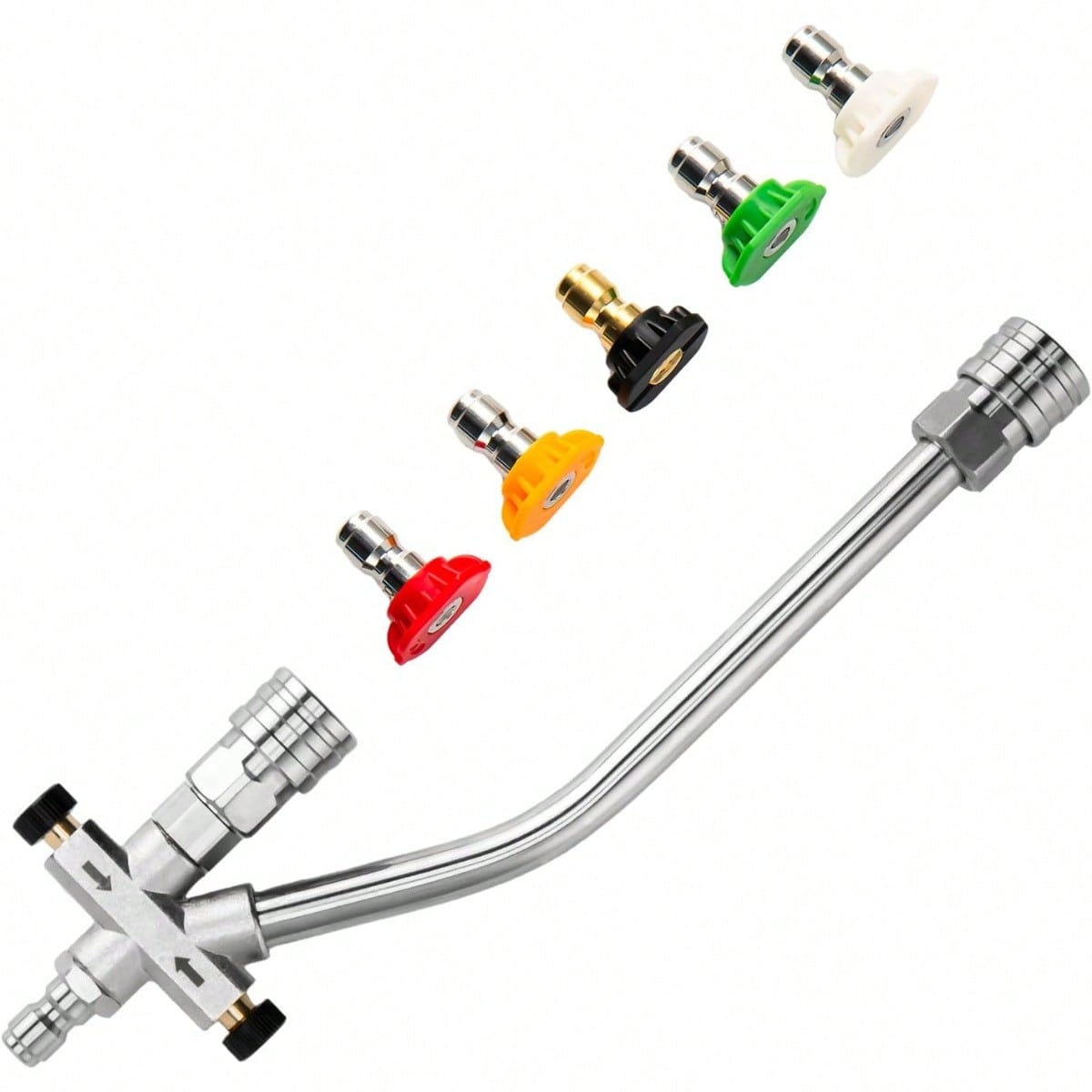 Tool Daily Foam Cannon Dual-Connector Accessory, Pressure Washer Double Tip Attachment for Soap Cannon, with 5 Pressure Washer Sprayer Nozzles, 1/4" Quick Connect