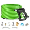 thumbnail image 1 of Sewer Jetter Kit for Pressure Washer 100 FT, Short Power Washer Gun, Drain Cleaner Hose 1/4 Inch NPT, Corner, Rotating and Button Nose Sewer Jetting Nozzle, 3600 PSI, 1 of 6