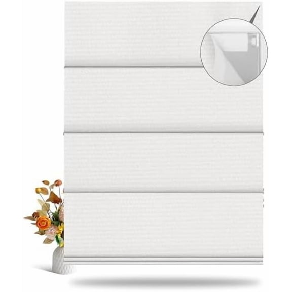 No Tool No Drill Blackout Roman Shades for Windows,Cordless Roman Blinds,Room Darkening Shades, Pull Down Window Shades for Home Office.Easy to Install.Grey White1. 39" W x 72" H