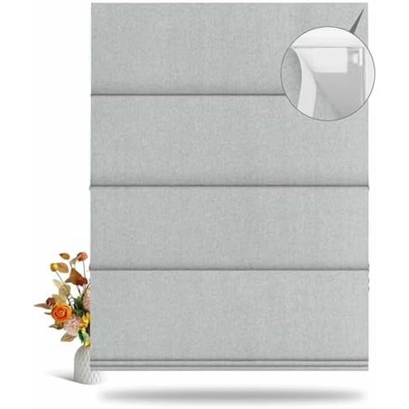 No Tool No Drill Blackout Roman Shades for Windows,Cordless Roman Blinds,Room Darkening Shades,Pull Down Window Shades for Home Office.Easy to Install.SY Grey.52 W x 48" H