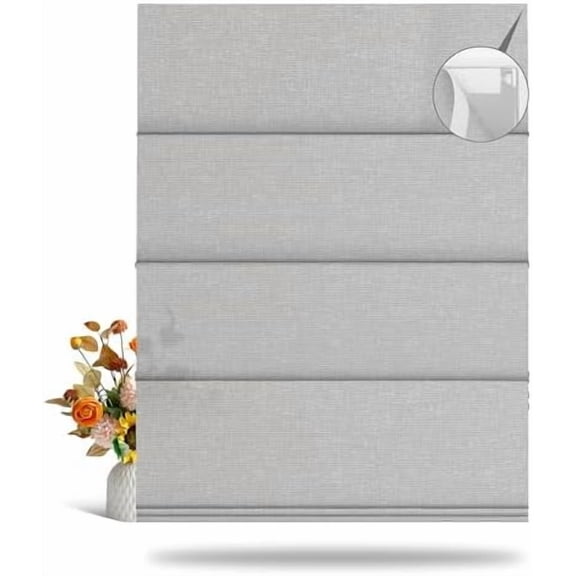 No Tool No Drill Light Filtering Roman Shades for Windows,Cordless Roman Blinds,Room Darkening Shades,Pull Down Window Shades for Home Office.Easy to Install.Grey.53 W x 48" H