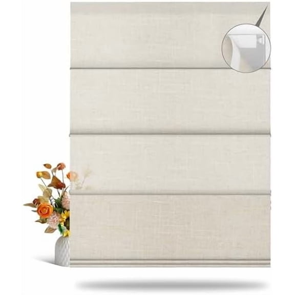 No Tool No Drill Light Filtering Roman Shades for Windows,Cordless Roman Blinds,Room Darkening Shades,Pull Down Window Shades for Home Office.Easy to Install.Linen Beige.45 W x 64" H
