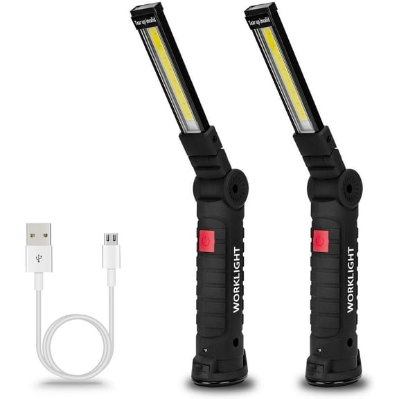 Tool Gifts for Men 2Pack Rechargeable LED Work Lights with Magnetic Base, 360 Rotation,Versatile Lighting for Repairs, Outdoors, Me Gifts