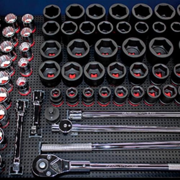 Tool Grid TLG-34DRBDL100 Metric & SAE Toolgrid Holder Bundle for 0.75 in. Drive Tools, Black & Red