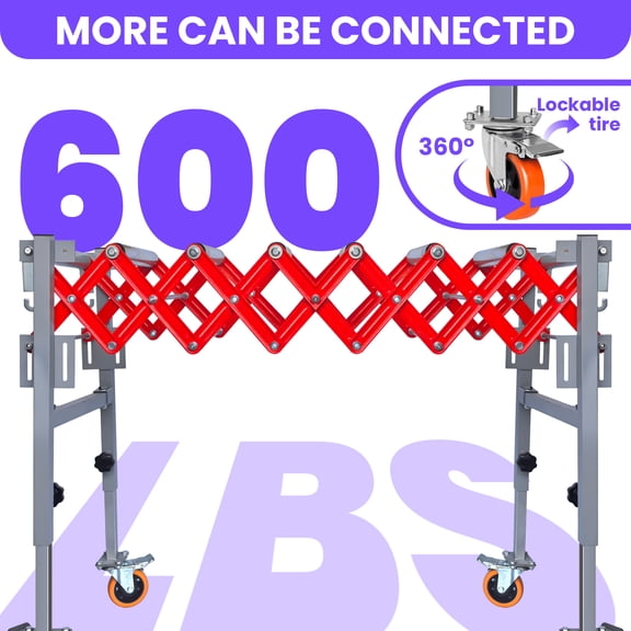 Tool Heavy-Duty Conveyor Roller Stand, Expandable Conveyor Roller with Wheels, Wide Roller Conveyor Bel, Stretch, Locking Casters, 27.5in Height, for Woodworking Planer Table Saw