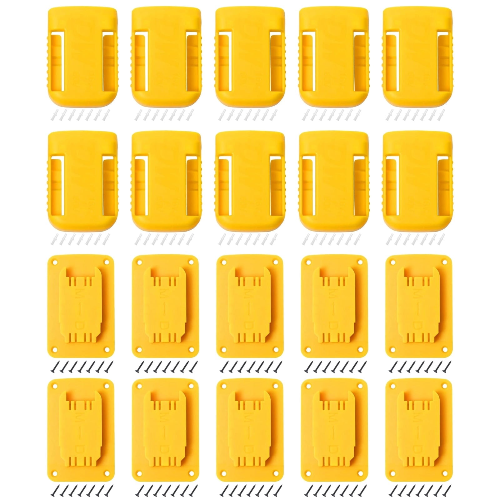 Tool Holders and Battery Mounts Compatible with Dewalt 20V and Milwaukee Tools, Heavy-Duty ABS Wall Organizer Rack with Screws, Drill and Battery Holder Mount for Garage, Workshop, Job Site (20 Pack)