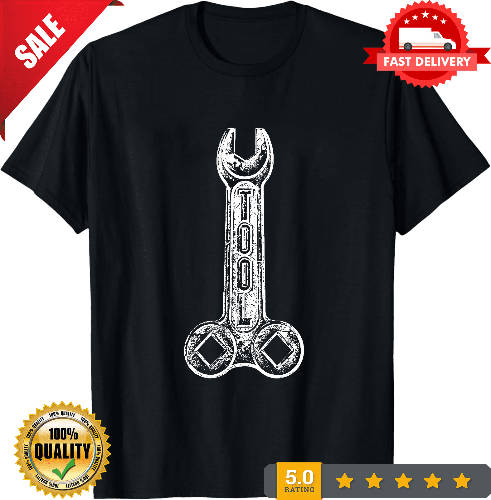 Tool Inspired T-Shirt 1991 Tour Wrench Vintage 90s Rock Reprint S